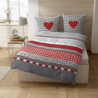 TRAUMSCHLAF Bettwäsche Herz, Biber, 2 teilig, warme Biber Qualität