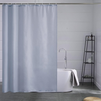 Schmaler Duschvorhang Polyester Stoff 150x180 Grau Blau mit 10