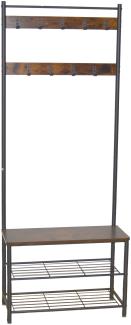 Rustikale Standgarderobe "Jack" mit Sitzbank, Industrie-Look