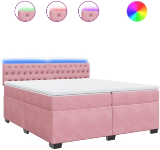 vidaXL Boxspringbett mit Matratze Rosa 200x200 cm Samt 3288713