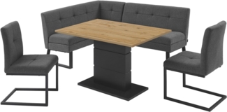 OTTO home Eckbankgruppe Geranie, Sitzgruppe, Eckbank inkl. Stauraum, Esstisch, 2 Freischwinger, (Set, 4-tlg, Eckbank inkl. Stauraum wahlweise links und rechts montierbar)