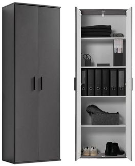 mokebo® Mehrzweckschrank 60CM Breite mit Einlegeböden 'Der Lange' moderner Aktenschrank in Grau BZW. Schwarz Matt aus Holz, Schrank & Haushaltsschrank | 60 x 180 x 34 (B/H/T in cm) | Anthrazit