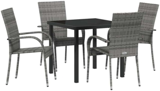 vidaXL Garten Essgruppe 5 pcs Grau Poly Rattan 3379409