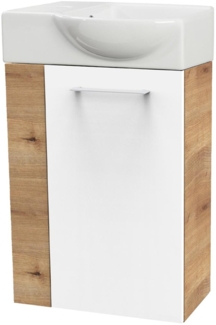 Fackelmann SBC MILANO Gäste WC Set 2-teilig 45 cm, Braun hell/Weiß, rechts, Keramik Hahnloch links