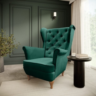 Beautysofa Ohrensessel Ohrensessel Sessel FALCO Chesterfield Wohnzimmersessel Fernsehsessel