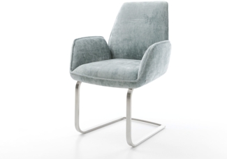 Freischwinger Zoa-Flex Chenille Pastellblau Freischwinger flach Edelstahl Taschenfederkern
