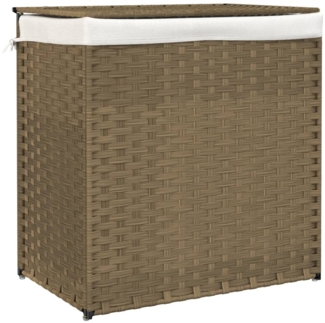 vidaXL Wäschekorb mit 2 Fächern 53x35x57 cm Poly Rattan 372034