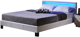 Doppelbett inkl. LED Beleuchtung und Lattenrost 140 x 200 cm Weiss