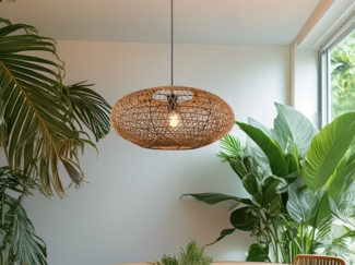 Große Pendelleuchte HEDDA Korbgeflecht aus Sisal 1-flammig, Ø 52cm