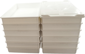 12 Teig- und Pizzaballenbehälter 60x40 x7,5 cm in Weiß Inkl. 1 Deckel