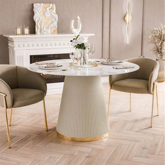 Lookway Esstisch ELVORIA mit Marmorplatte, nicht ausziehbarer Tisch (1x Tisch), Durchmesser: ⌀120 cm