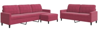 vidaXL 3-tlg. Sofagarnitur mit Kissen Weinrot Samt 3278485