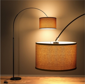 ANTEN LED Stehlampe Bogenlampe Stehlampe Bogenleuchte Stoff Stehlampe Standleuchte E27, Stoffschirm Stehleuchte IP20, Beige/Schwarz