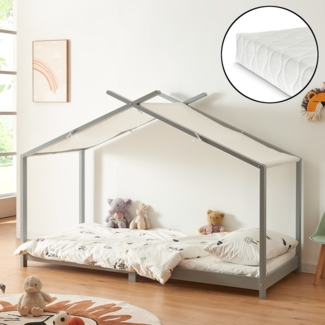 Kinderbett Brome mit Matratze 90x200 cm Grau [en. casa]