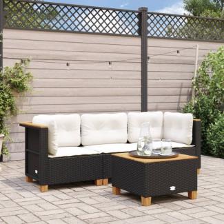 vidaXL Gartensofa mit Kissen 3-Sitzer Schwarz Poly Rattan 365917