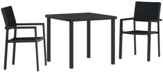 vidaXL Garten Essgruppe 3 pcs Schwarz Poly Rattan 3379149