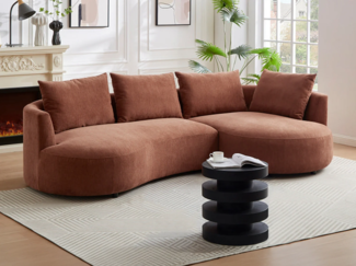Vente-unique - Ecksofa - Ecke rechts - Strukturstoff - Terracotta - LOUSADO