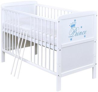 Baby-Delux Komplettbett Babybett Natalie Prince Komplettset, 10-tlg, Kinderbett 70x140 cm weiß, Bettset verschiedene Designs