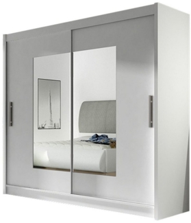 Kleiderschrank London VII, ohne Beleuchtung, Farbe: Weiß / Spiegel