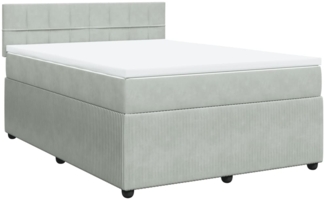 vidaXL Boxspringbett mit Matratze Hellgrau 140x190 cm Samt 3287734