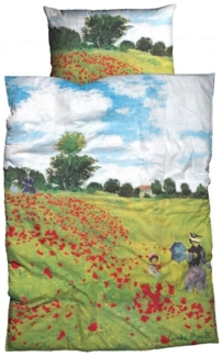CASATEX Bettwäsche Claude Monet Mohnfeld Multi Satin, Satin, 2 teilig, Claude Monet, Bild, Künstler, Malerei, Kunst