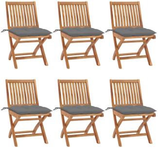 vidaXL Klappbare Gartenstühle mit Kissen 6 Stk. Massivholz Teak 3072850