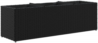 vidaXL Hochbeet mit 3 Fächern Schwarz 105 x 30 x 32 cm Poly Rattan 366416