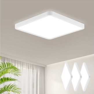 Nettlife LED Deckenleuchte Eckig Badezimmer Flach Schwarz/Weiß 23CM 6500K 18W Deckenbeleuchtung, LED fest integriert, Kaltweiß, Eckig Schlafzimmer Küchenlampe Decke für Bad Küche Flur