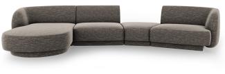 Micadoni Modulares Sofa Miley mit Recamiere 4-Sitzer Links Chenille Grau