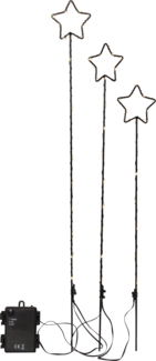 Weihnachtsbeleuchtung 3er Set Gartenspieße mit Leuchtstern 54 LEDs