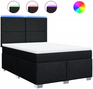 vidaXL Boxspringbett mit Matratze Schwarz 160x200 cm Stoff 3292834