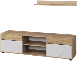 Wohnwand Berno Goldkraft Eiche/Weiß 2 Teile Vicco