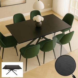 Esszimmertisch HWC-O57, Ausziehtisch Esstisch, Eisen MDF ausziehbar 160-200x90 cm ~ Stein-Optik schwarz