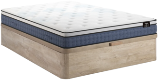 Vente-unique - Bett-Set 160x200 cm - Bettkasten Natur hell + Taschenfederkernmatratze 7 Zonen + Memory-Gel - 23 cm - VARNO von YSMÉE