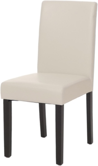 Esszimmerstuhl Littau, Küchenstuhl Stuhl, Kunstleder ~ weiß, dunkle Beine