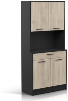 habeig Küchenbuffet Küchenregal Küchenschrank Eiche Küchenmöbel Singleküche 176x84 cm besonders schwere und robuste Ausführung