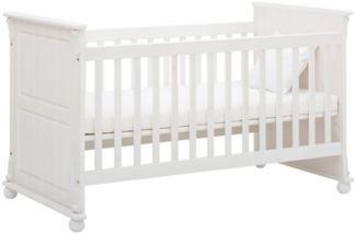Lüttenhütt Babybett Aimo. Landhausstil, mit Kassetten, stabile und hochwertige Qualität, aus Massivholz (Kiefer), FSC®-Holz zertifiziert