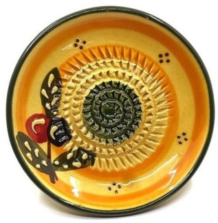 Kaladia Multireibe Reibeteller in Gelb mit Olivenmuster, Keramik, handbemalte Küchenreibe - Made in Spain
