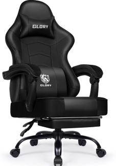 Hiazurm Gaming-Stuhl Gaming Stuhl, Gaming Chair, gamer stuhl Wippfunktion bis zu 170° (Bürostuhl Ergonomisch mit Fußstütze, Verbindungsarmlehnen, Lendenwirbelstütze), Schreibtischstuhl 150 kg Belastbarkeit