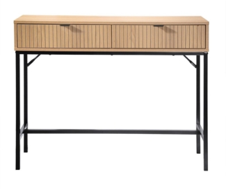 Casâme Konsole 2 Schubladen Front Effekt Holz mit Rillen - L100 x H80 cm - Helles Holz