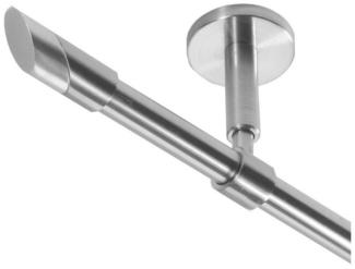 BASIT Gardinenstange Rohr Edelstahl 16 mm mit Deckenträgern 120 cm E13, Ø 16 mm, 1-läufig, verschraubt, Edelstahl, D11 120 cm E13 Schräge
