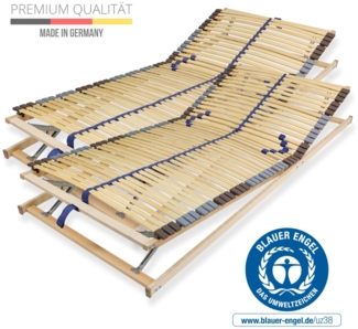 Lattenrost 180x200 cm verstellbares Kopf & Fußteil vormontiert Blauer Engel-Zertifizierung 42 Latten 7-Zonen Traglast 150 kg Birkenschichtholz