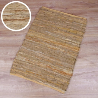 Flickenteppiche Leder 70x180 cm beige