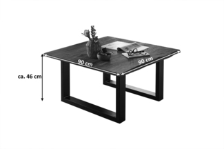 Couchtisch »NOAH« Baumkante Massivholz 90x90 cm Akazie Nussbaum schwarz 524143