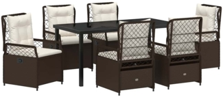 vidaXL Garten Essgruppe 7 pcs Braun Poly-Rattan 3380992