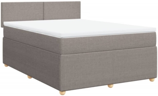 vidaXL Boxspringbett mit Matratze Taupe 160x200 cm Stoff 3287504