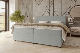 99rooms Kira Boxspringbett Cordstoff POSO Hellgrau 140x200 cm