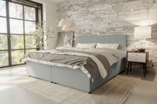 99rooms Kira Boxspringbett Cordstoff POSO Hellgrau 140x200 cm