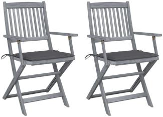 vidaXL Klappbare Gartenstühle 2 Stk. mit Sitzkissen Massivholz Akazie 3064482