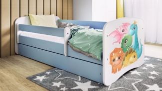 Raumhirsch Furniture Kinderbett 70x140, 80x160, 80x180 cm - Komplettset mit Matratze & Schublade (Bett für Mädchen, Einzelbett Kinder 2–12, mit Rausfallschutz & Lattenrost), verschiedene Farben & Designs